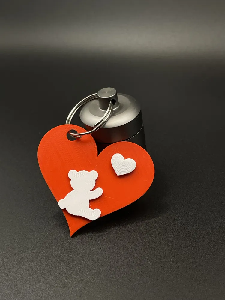 Heart print featuring a teddy bear motif